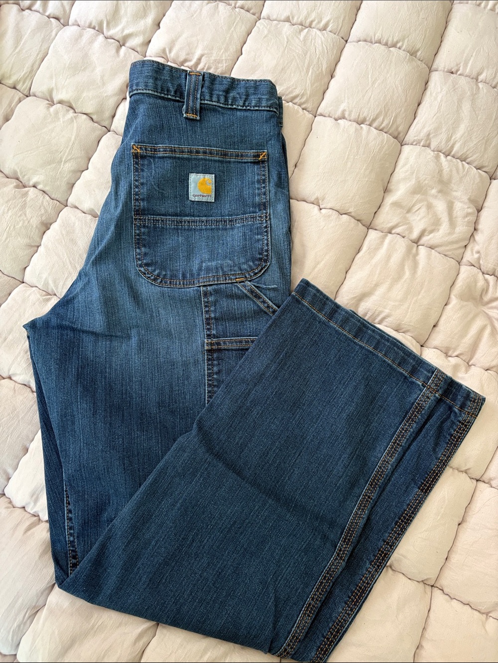 Carhartt Blue Denim Carpenter Jeans with Patch Logo NWOT 34 x 30
